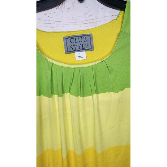 Rare Club Style Size 6 Yellow Green Multicolored Poly/Spandex Summer Nightgown - Picture 4 of 12